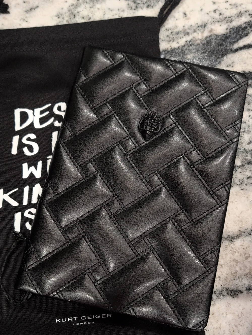 Kurt Geiger Notebook Journal - Black Quilted